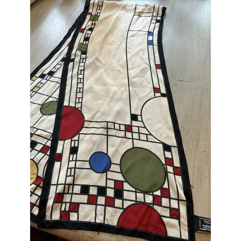 FRANK LLOYD WRIGHT Woman’s Silk Scarf Coonley Playhouse MOMA 12 x 60